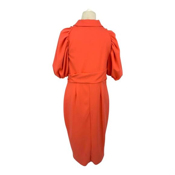 ASOS DESIGN Curve Twist Front Midi Shirt Dress Coral Size 12 NWOT $65 MSRP - Picture 8 of 8